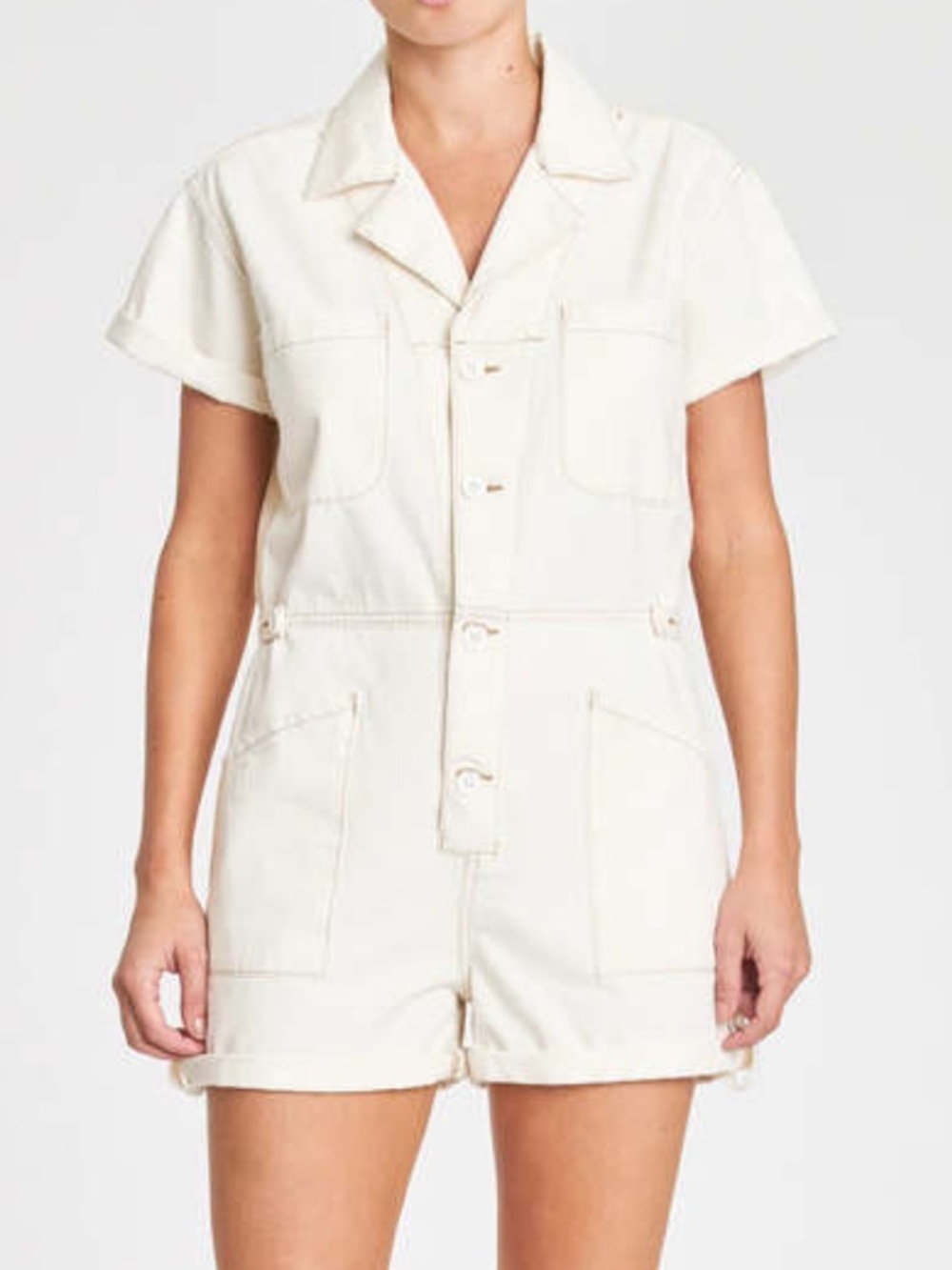 Pistola Parker Short Sleeve Field Suit Romper in Ecru Size Large NWOT - Picture 7 of 14